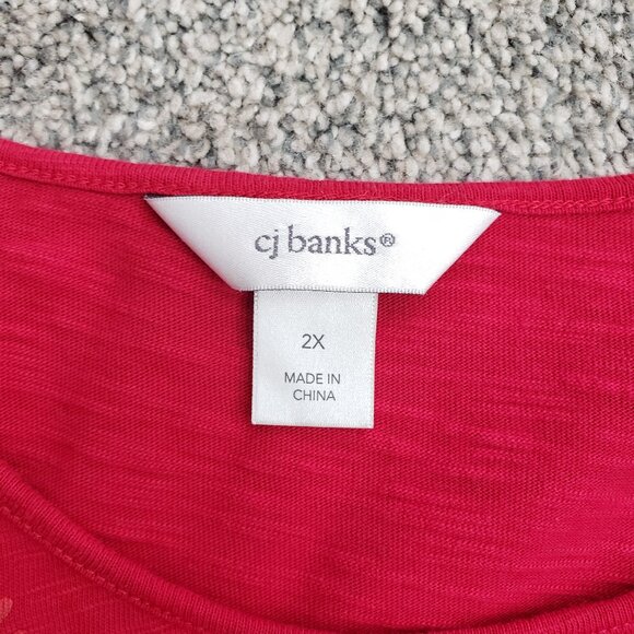 ***CJ Banks 2X Pull Over Top Shirt 100% Cotton Blouse Tee Shirt 3/4 Sleeve*** - Picture 3 of 9